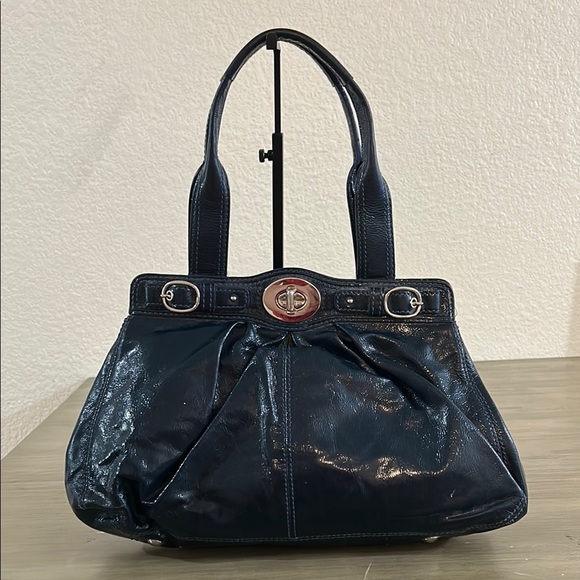 EUC COACH 13926 BLUE PATENT LEATHER SATCHEL - Picture 1 of 14